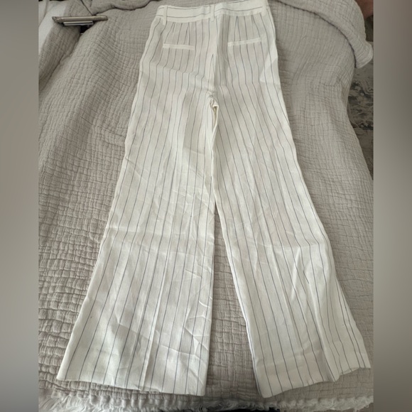 Lafayette 148 Linen White Striped Blazer and Pants Set 2069 - Picture 2 of 12